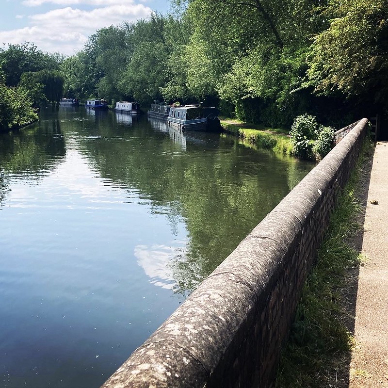 boats on the canal seen from a bridge