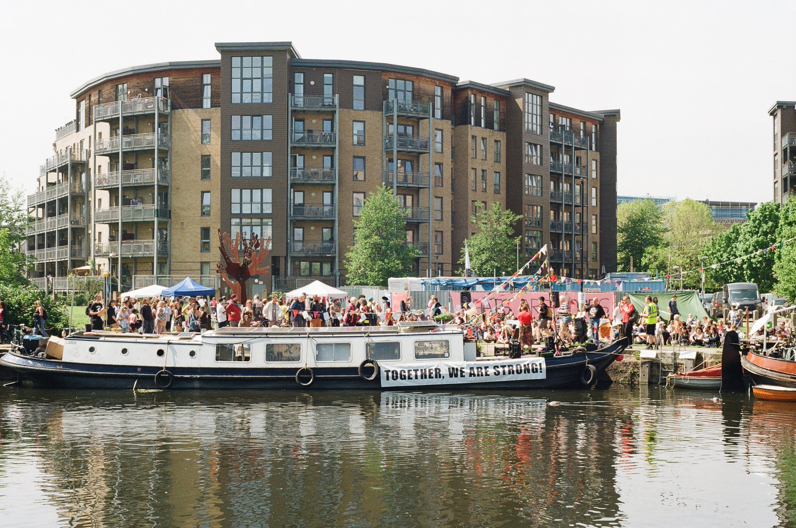 Boat community coming together on the river lea in london